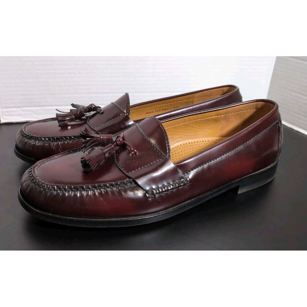 COLE HAAN #03507 TASSEL PINCHED LEATHER LOAFER DARK BURGUNDY MEN'S SHOE SZ 12D